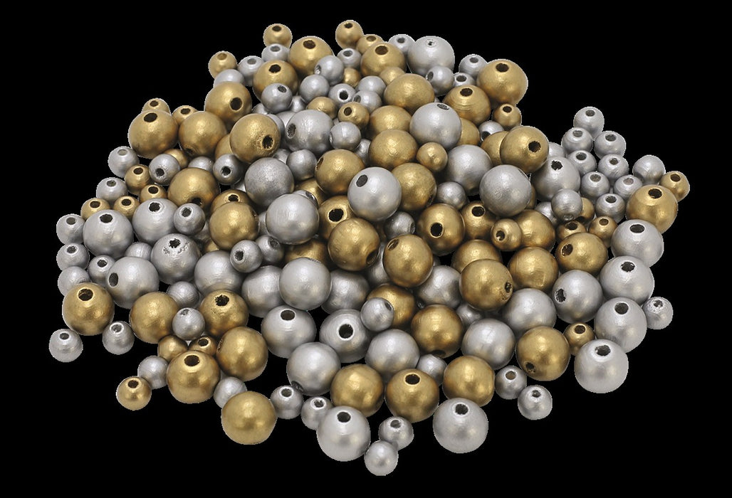 Tréperlur gull og silfur 600 stk