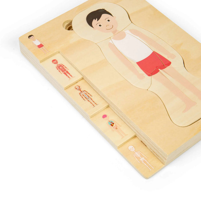 Púsluspil tré strákur líkaminn