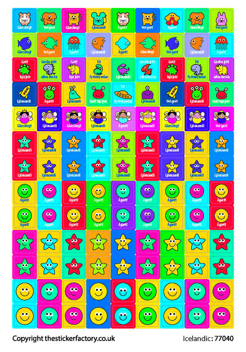 Límmiðar með íslenskum orðum 585 stk