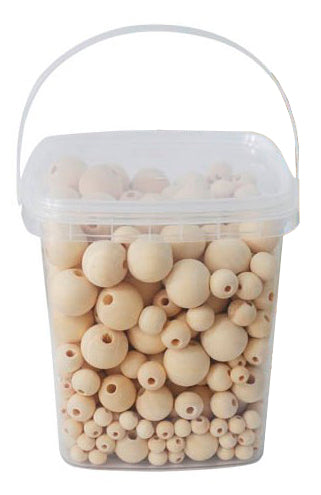 Tréperlur natural blandað í boxi 600stk