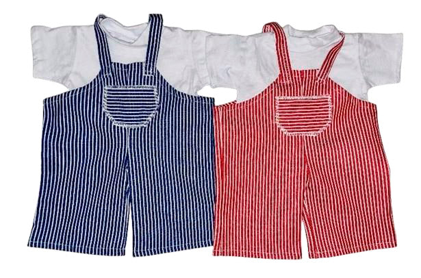 Dúkkuföt röndóttar bláar buxur og bolur 40 cm