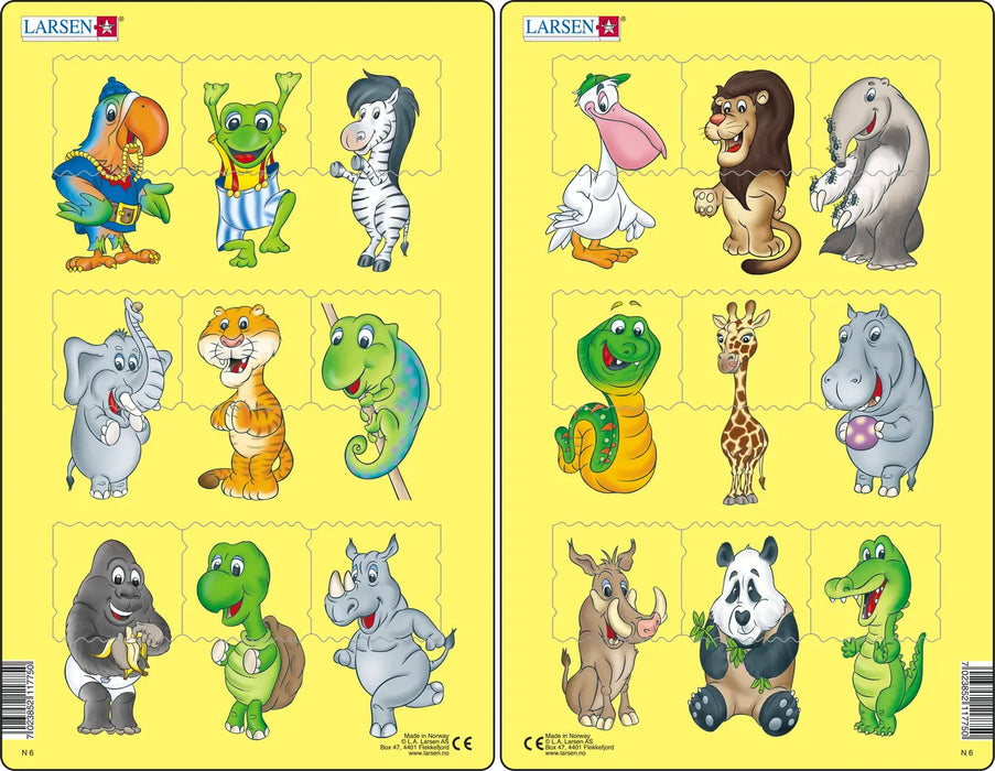 Púsluspil miðstærð samstæðu dýr 2 x 9 bita