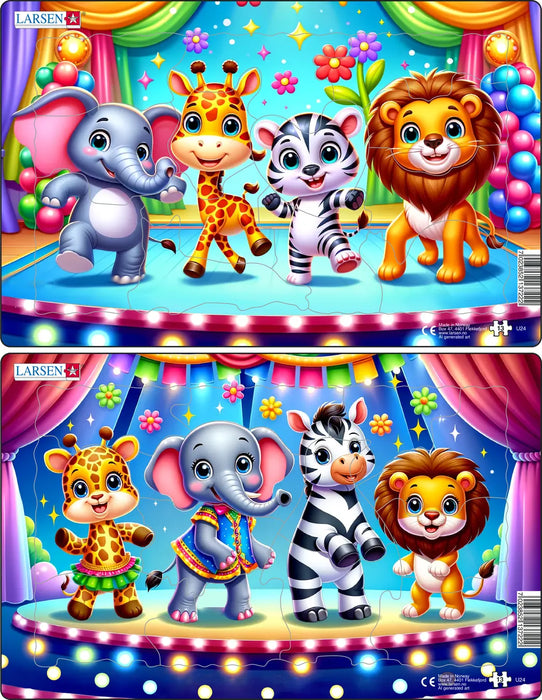 Púsluspil miðstærð dýr dansa á sviði 2 x 13 bita