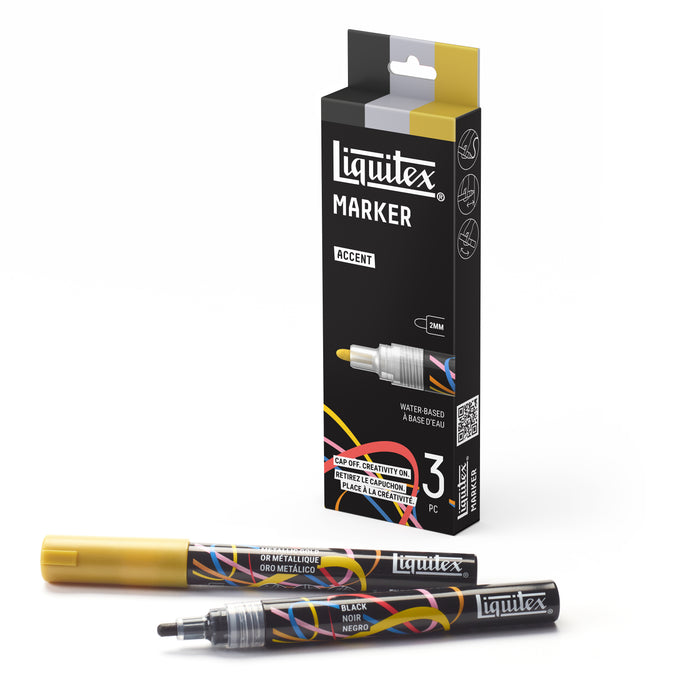 Teiknipennar Liquitex 3 stk Metal
