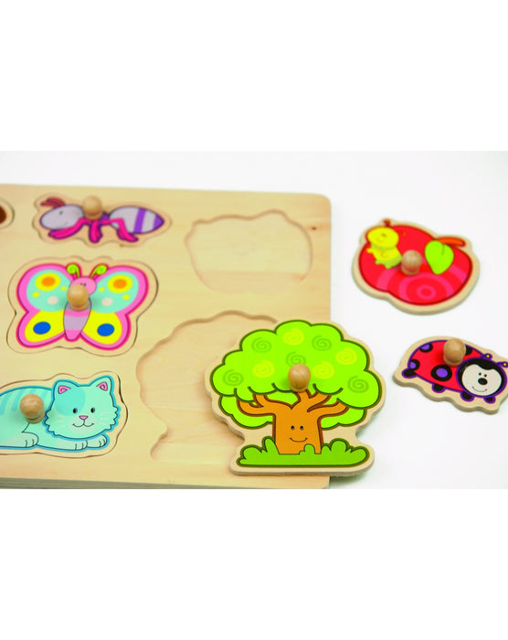 Púsluspil tré pinna garðurinn bjartir litir