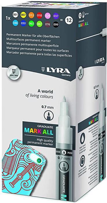 Teiknipennar Lyra Mark-all 0,7mm 12 litir